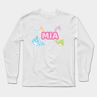 Personalised 'Mia' Narwhal (Sea Unicorn) Design Long Sleeve T-Shirt